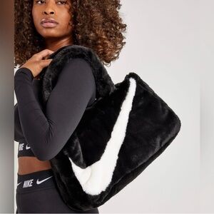 Nike Black and White Faux Fur Tote